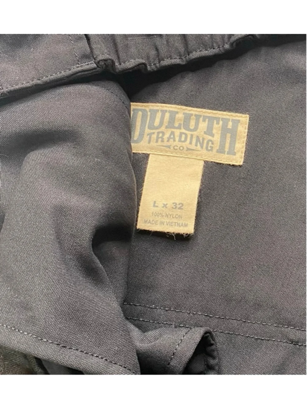 Duluth Trading Dry on the Fly Cargo Pants Mens Lx32 Black Nylon Hiking UPF